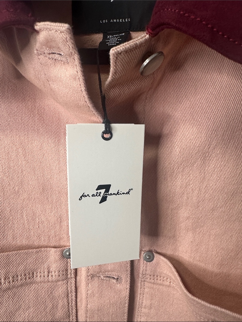 NWT 7 For All Mankind Cropped Utility canvas 
Jacket Rusty Blush Burgundy XS & S - Picture 5 of 14